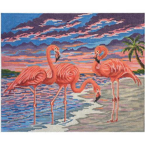 Flamingos at Sunset