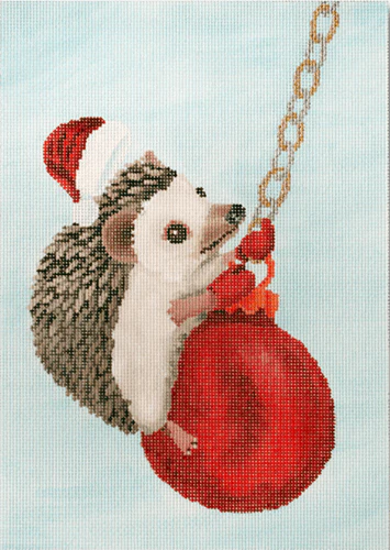 Hedgehog Swinging on Ornament