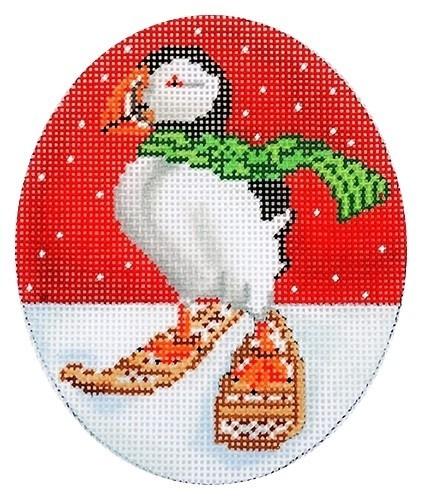 Puffin in Snowshoes Ornament