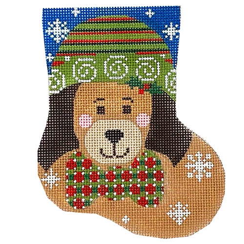 Tan Dog with Bow Tie Mini Stocking