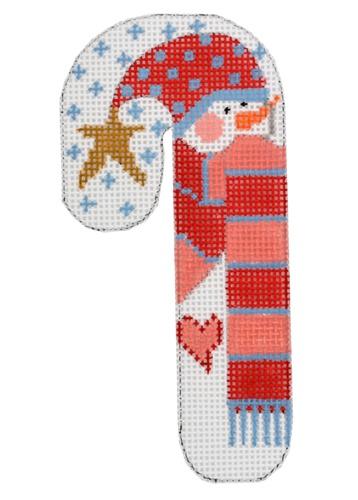 Snowman with Striped Scarf Candy Cane