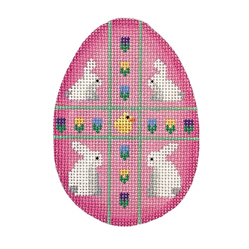 Four Bunnies on Pink Egg