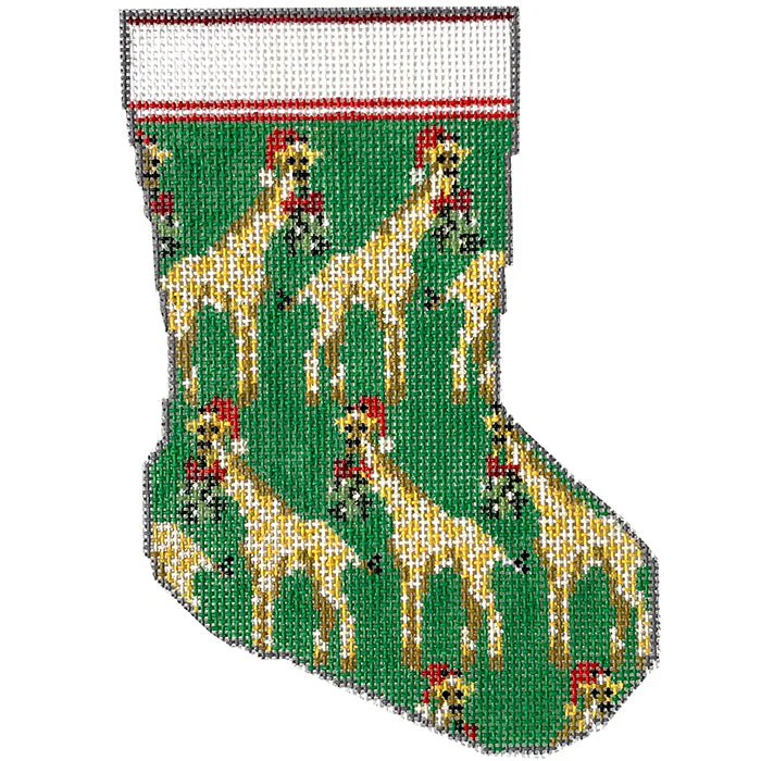 Giraffes and Mistletoe Mini Stocking
