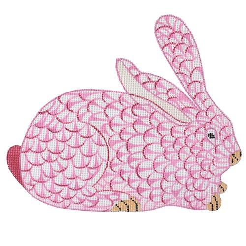 Fishnet Crouching Bunny - Pink facing Right