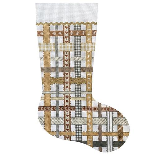 Stocking - Woven Ribbons - Gold/Silver