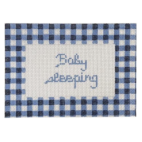 Gingham Baby Sleeping Sign - Blue