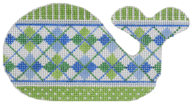Argyle Mini Whale - bright blues / greens