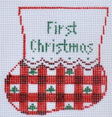 Gingham Bootie with Girl Baby Insert Mini Stocking