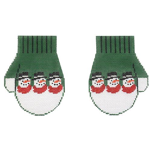 Green Snowman Mittens