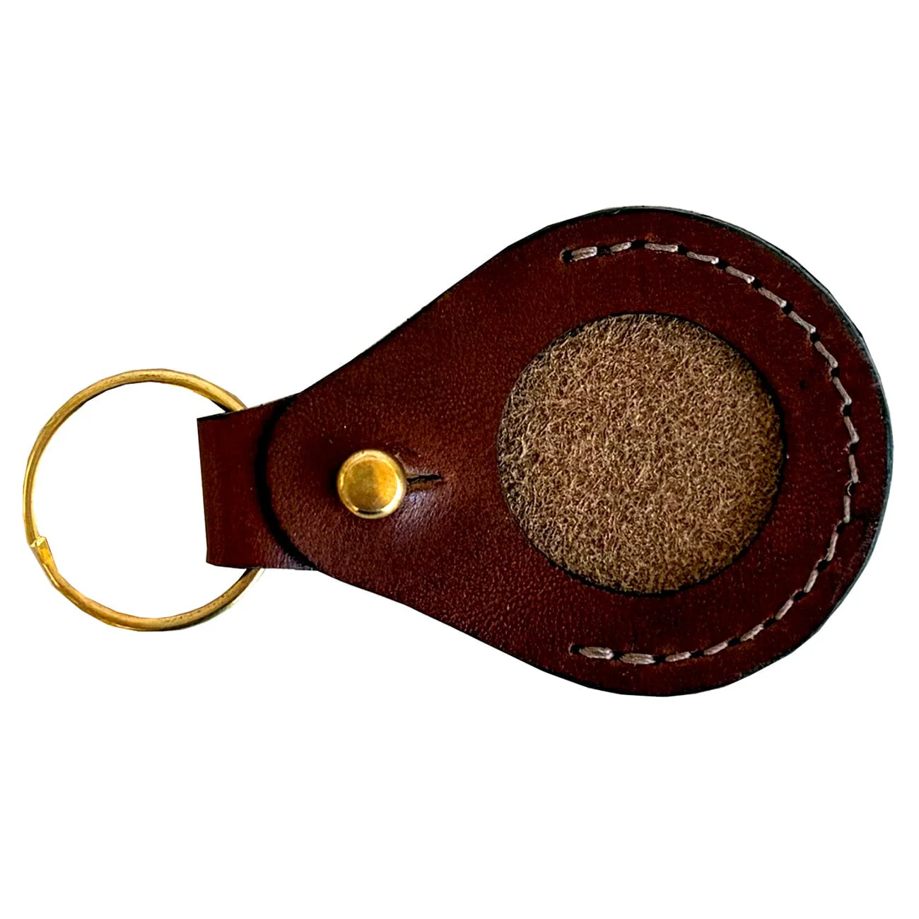 Leather Key Fob Mini Circle - Brown Bridle