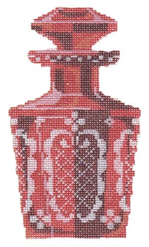 Etched Cranberry Perfume Bottle