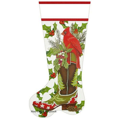Cardinal Cowboy Boot Stocking