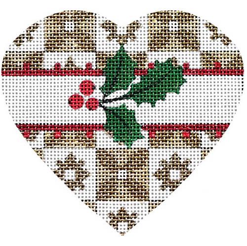 Floral Square Holly Heart