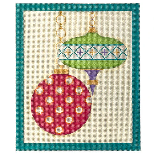 Mod Ornament Duo - Teal Border