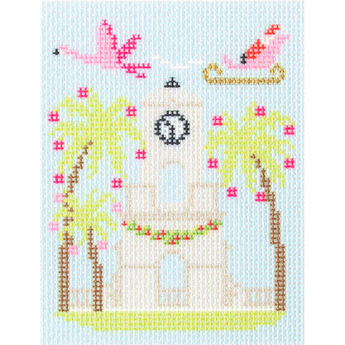 Palm Beach Christmas - Clock Tower Canvas with Stitch Guide