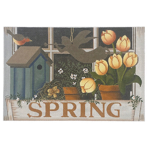 Spring Windowbox on 18 mesh