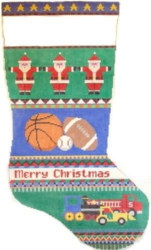 Bold Stripe Sport Balls and Trucks Stocking