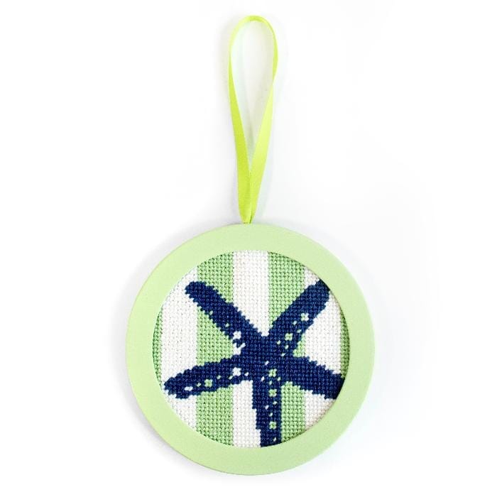 Starfish Stencil on Lime Stripes Round - Image 2