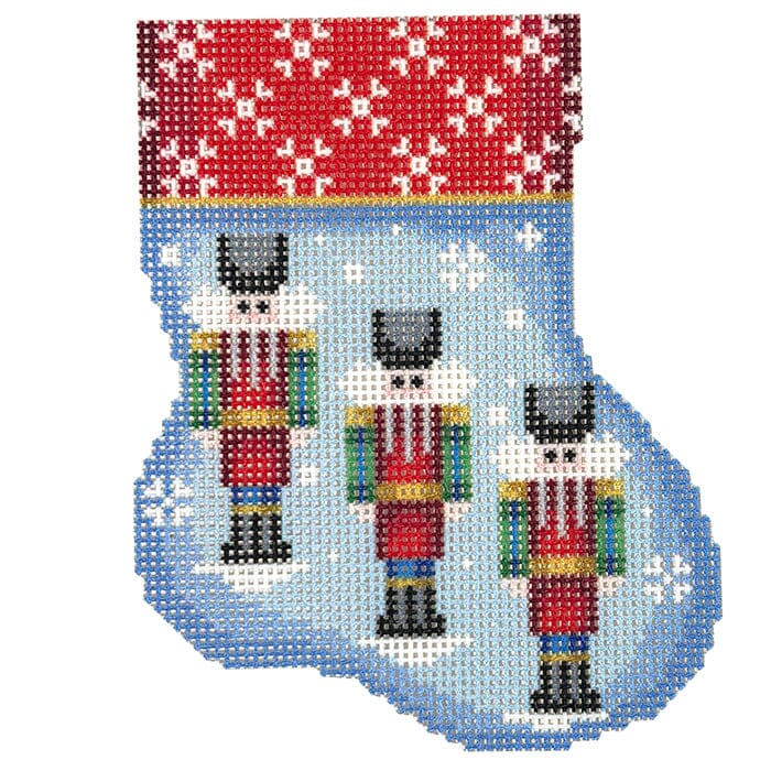 Three Nutcrackers Mini Sock with Stitch Guide