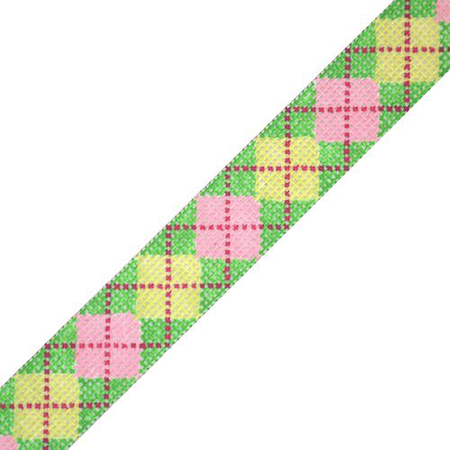 Argyle Belt - Lime/Pink/Dark Pink on Grassy Green on 18