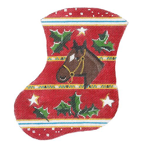 Horse and Holly Mini Stocking