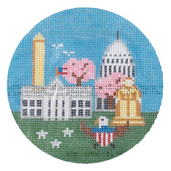 Travel Round: Washington DC Cityscape with Free Stitch Guide